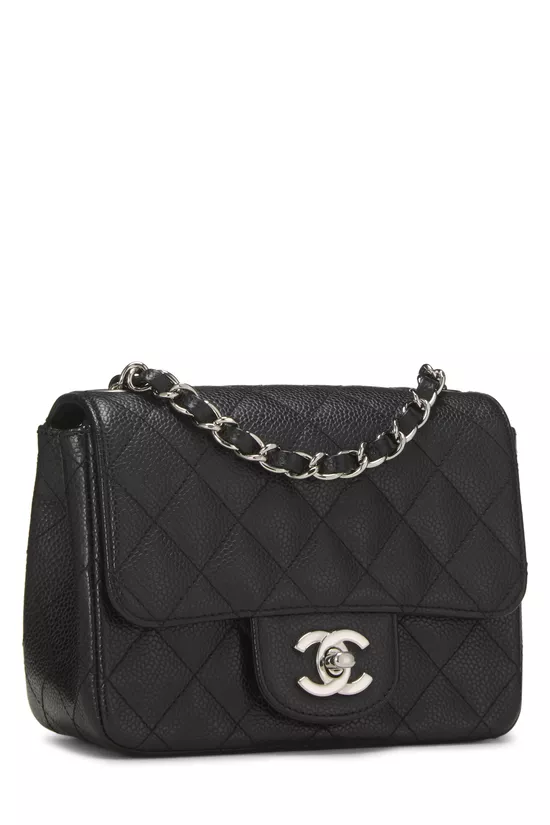 Black Quilted Caviar Square Flap Mini, , large image number 1