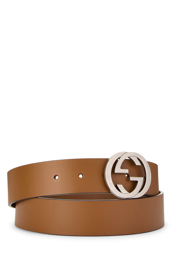 Brown Leather Interlocking Belt 105, , large image number 0