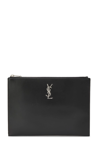YSL Black Calfskin Clutch Medium