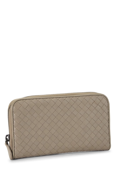 Grey Intrecciato Zip Around Wallet, , large
