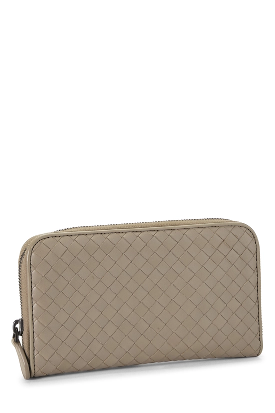 Grey Intrecciato Zip Around Wallet, , large image number 1