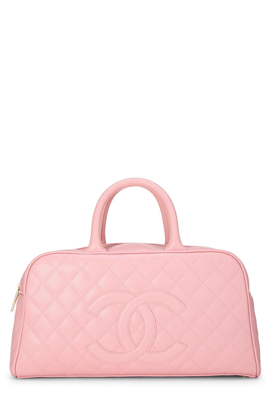 Pink Quilted Caviar Bowler Medium, , large image number 0