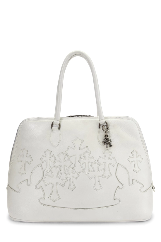 White Leather Cemetery Cross Bowling Bag, , large image number 0