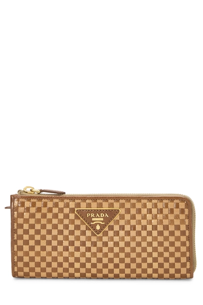 Brown Woven Leather Zip Around Wallet