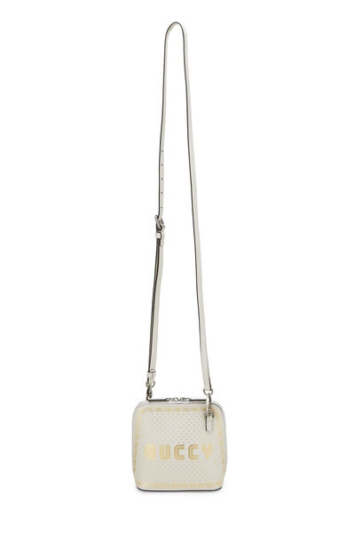 White Leather Guccy Moon & Stars Dome Crossbody Mini, , large