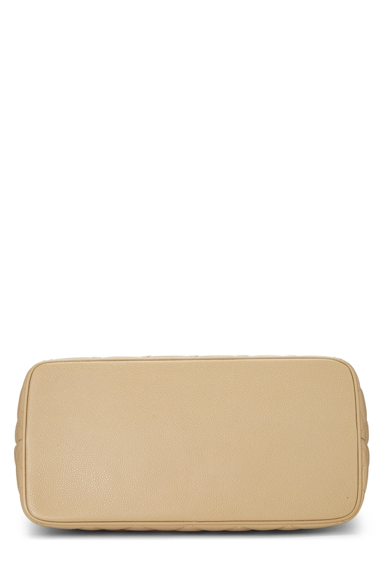 Beige Quilted Caviar Medallion Tote, , large image number 4