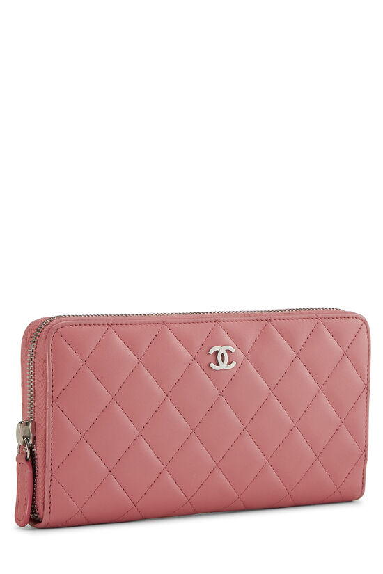 Pink Quilted Lambskin Zip Wallet, , large image number 1