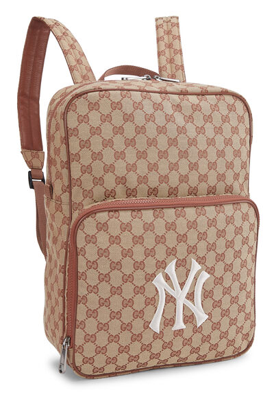 Orange GG Canvas New York Yankees Backpack, , large