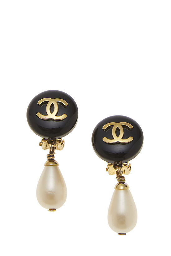 CHANEL Black Pearl Fashion Earrings for sale