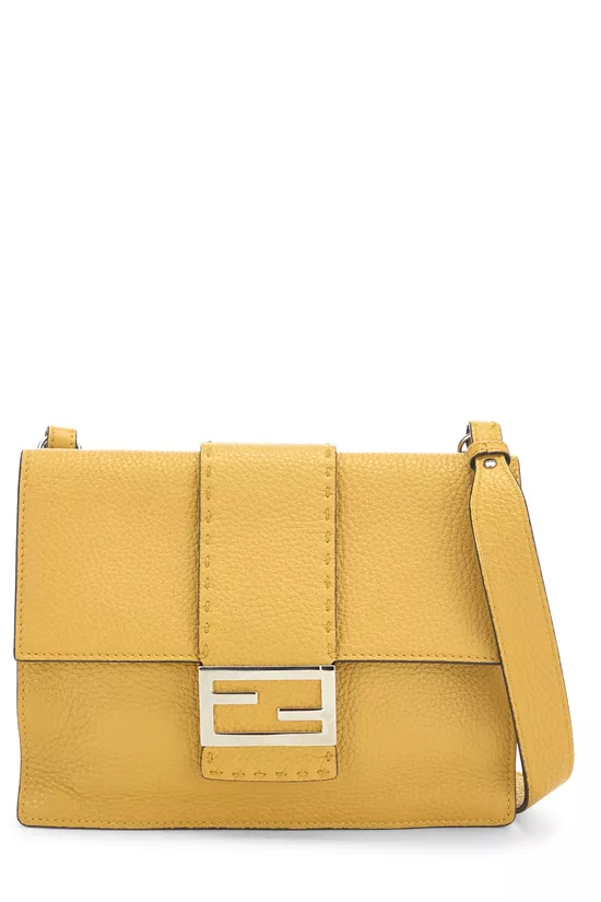 Yellow Leather Flat Baguette Mini, , large image number 0