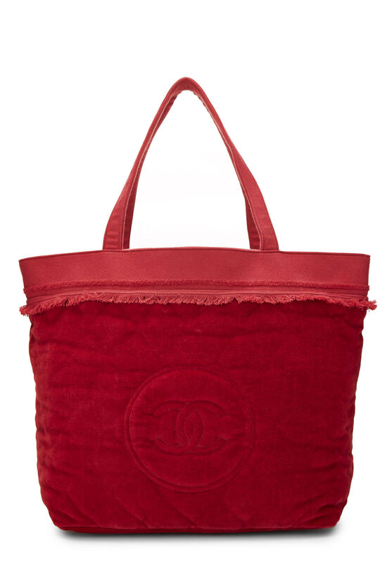 Red Terry Cloth 'CC' Tote XL, , large image number 5
