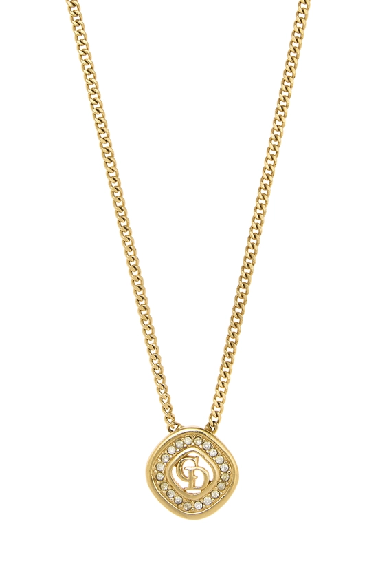 Gold Crystal 'CD' Necklace, , large image number 1