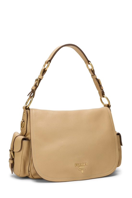Beige Vitello Daino Side Pocket Hobo, , large image number 1