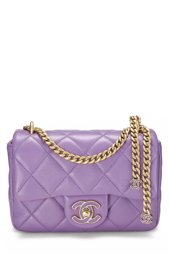 Purple Lambskin Pending CC Square Flap Mini, , large image number 0