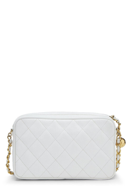White Quilted Caviar Pocket Camera Bag Small, , large image number 5