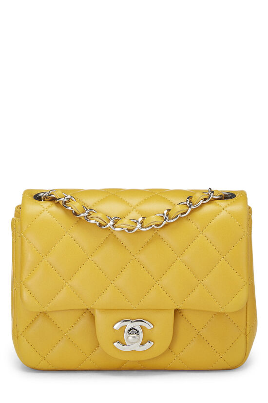 Yellow Quilted Lambskin Classic Square Flap Mini, , large image number 1