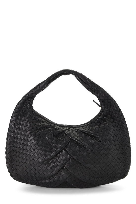 Black Pleated Intrecciato Veneta Hobo Medium, , large image number 3