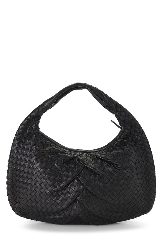 Black Pleated Intrecciato Veneta Hobo Medium, , large image number 3