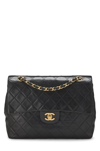 Black Quilted Lambskin Classic Double Flap Tall Medium
