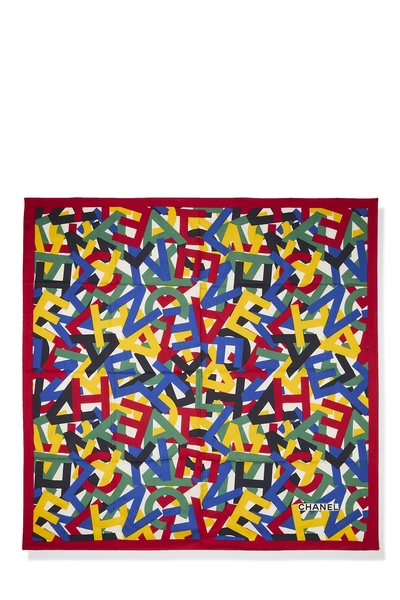 Multicolor Silk Logo Scarf