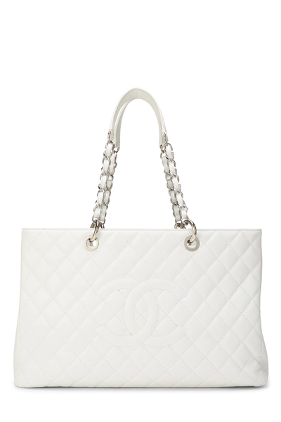 Chanel White Quilted Caviar Grand Shopping Tote (GST) XL