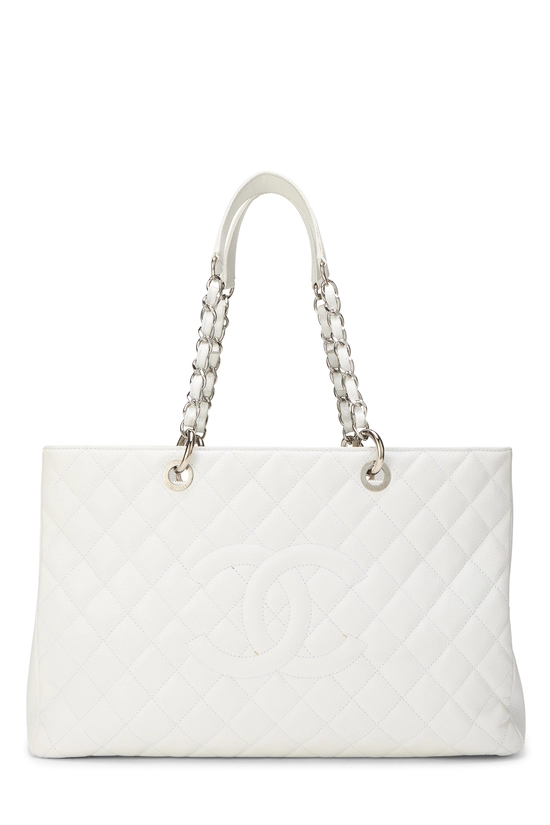 White Quilted Caviar Grand Shopping Tote (GST) XL , , large image number 0