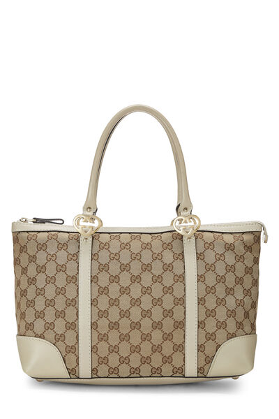White Original GG Canvas Lovely Heart Tote