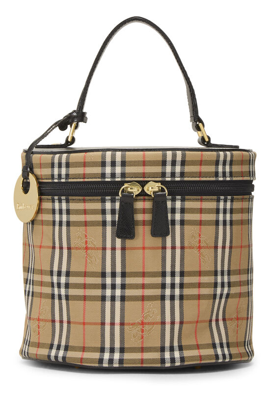 Black Haymarket Check Canvas Round Vanity, , large image number 0