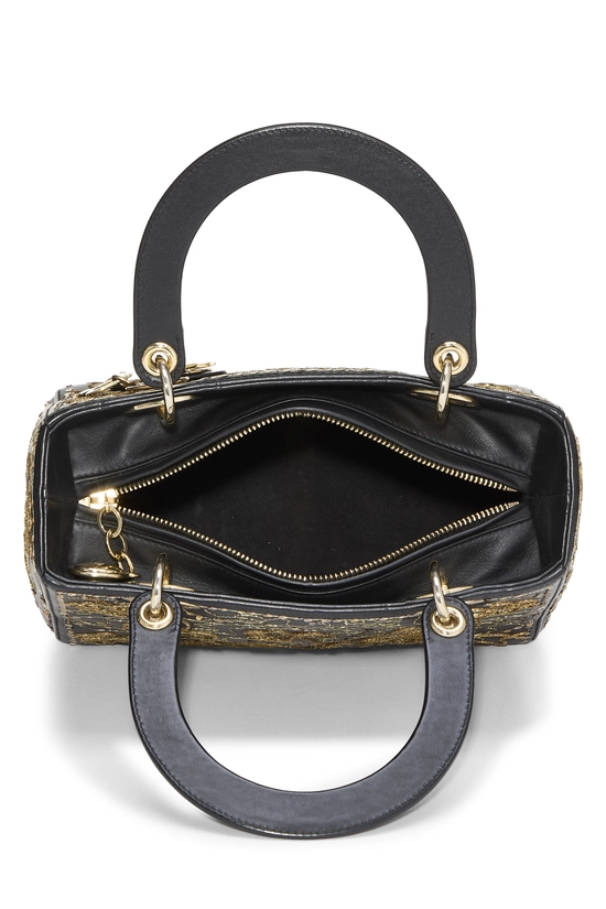 Black Embroidered Clovers Lady Dior Medium, , large image number 5