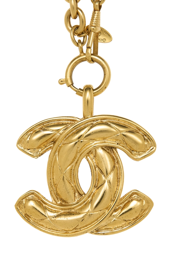 Gold Quilted 'CC' Necklace Large, , large image number 1