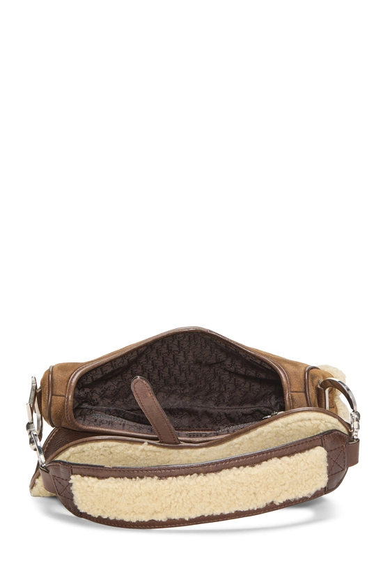 Brown & Beige Shearling Saddle Bag, , large image number 5