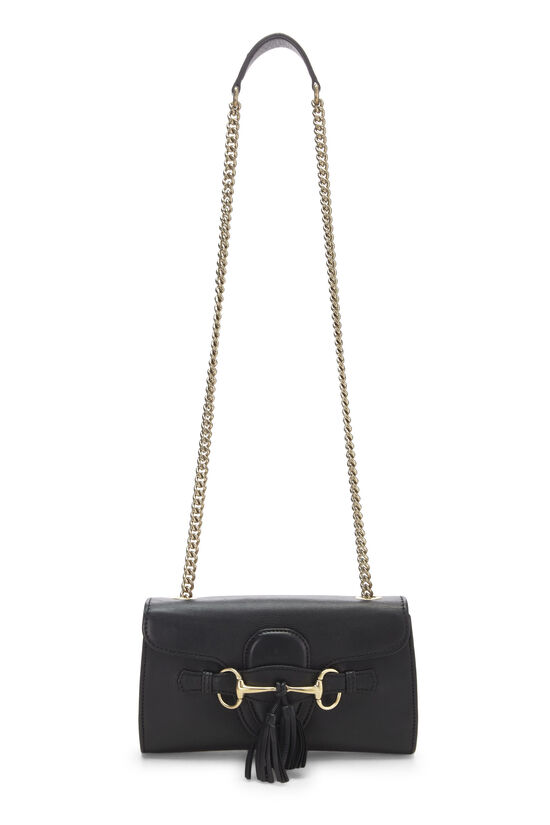 Black Leather Emily Chain Shoulder Bag Small, , large image number 1