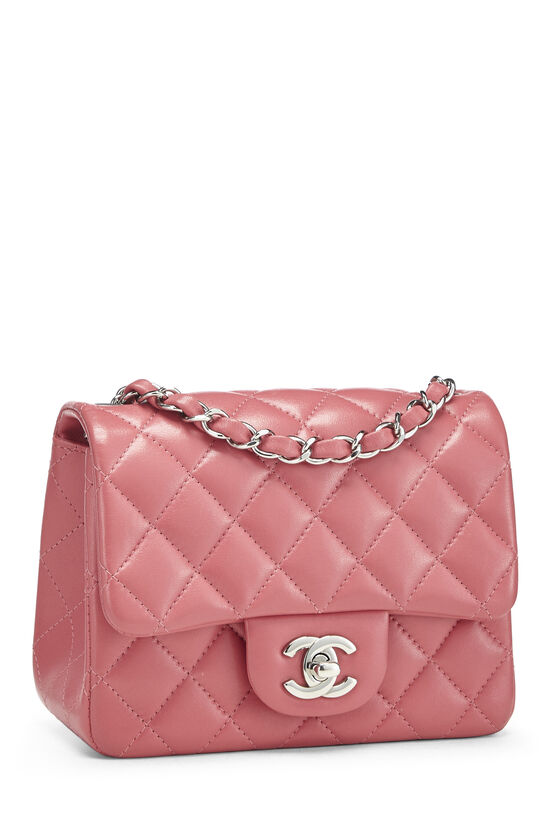 CHANEL Lambskin Quilted Mini Rectangular Flap Pink 1311680