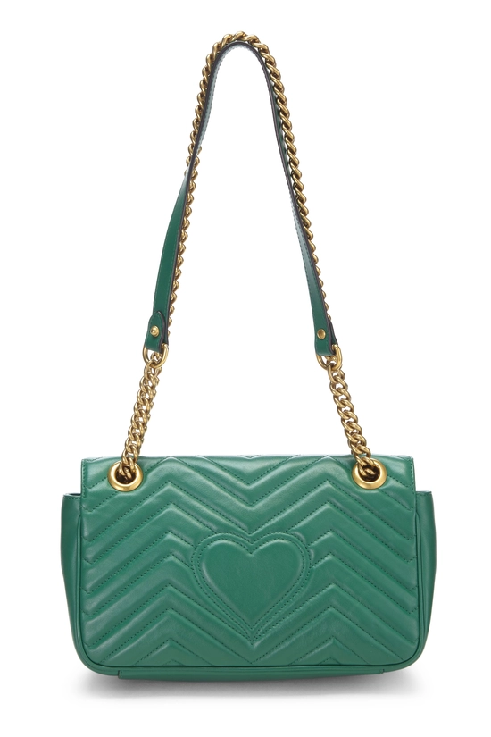 Green Leather GG Marmont Shoulder Bag Small, , large image number 3