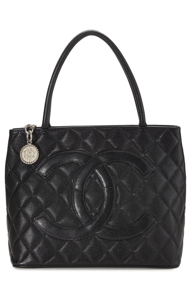 Chanel Black Quilted Caviar Medallion Tote