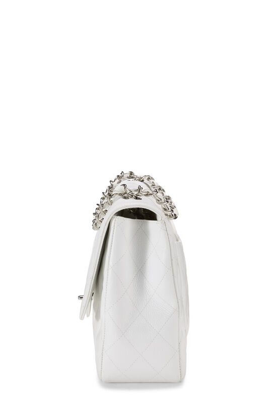 White Quilted Caviar Half Flap Jumbo, , large image number 2