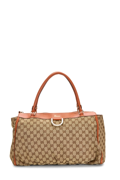 Gucci Orange GG Canvas D-Ring Abbey Zip Tote