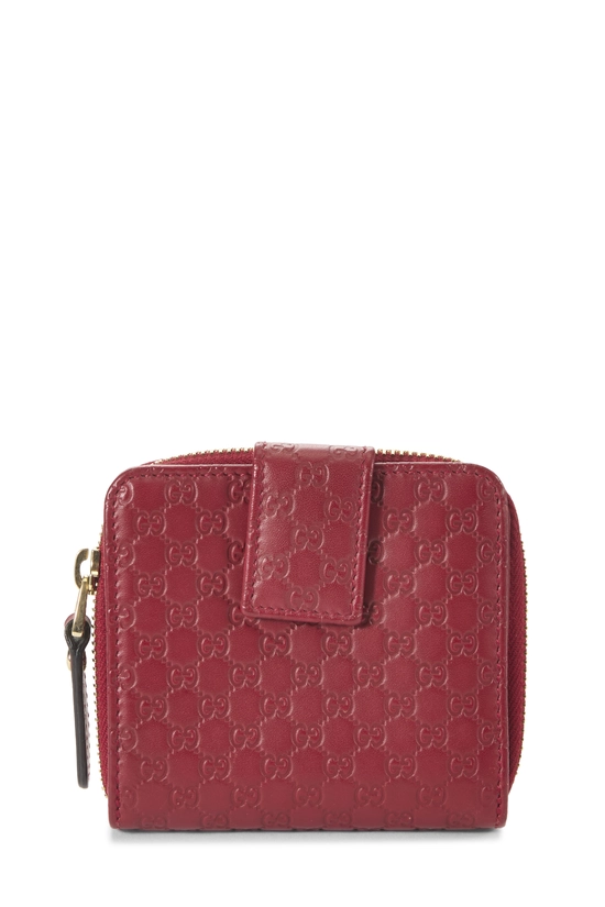 Red Guccissima Leather French Compact Zip Wallet, , large image number 2
