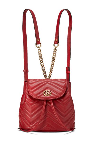 Red Leather 'GG' Marmont Backpack Small