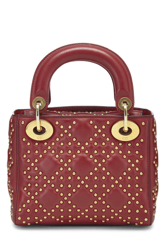 Red Studded Leather Lady Dior Mini, , large image number 4