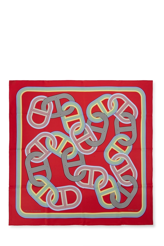 Pre-Owned Red & Multicolor 'Circuit 24 Faubourg' Silk Scarf 90