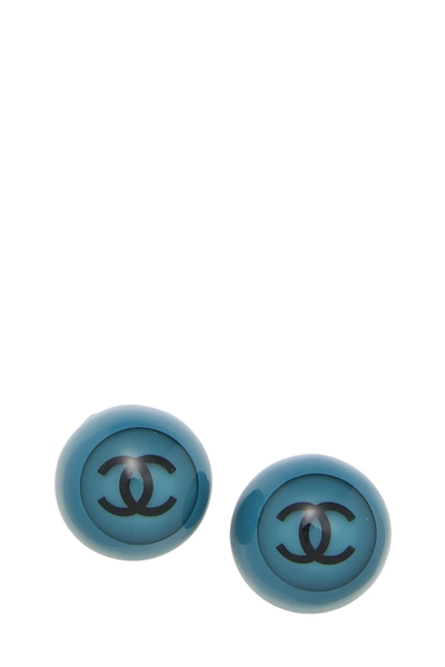 Blue Acrylic Button Earrings