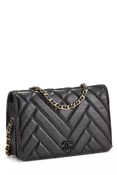 Black Quilted Lambskin Classic Wallet On Chain (WOC), , large