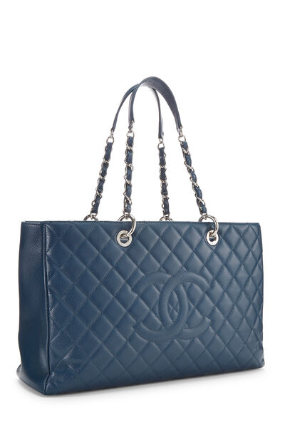 Navy Quilted Caviar Grand Shopping Tote (GST) XL , , large