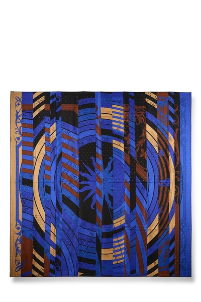 Blue & Multicolor 'Astrologie Nouvelle' Silk Scarf 140