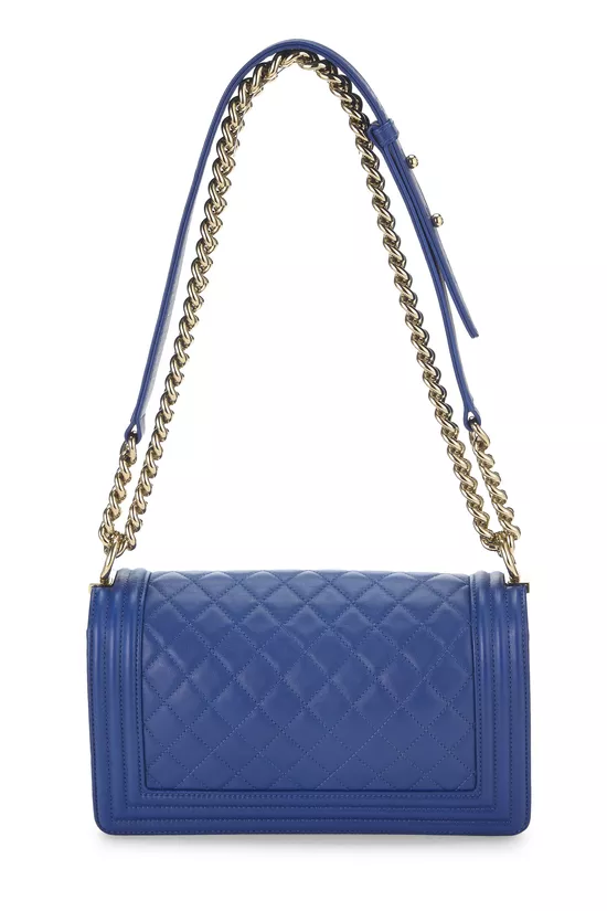 Blue Quilted Lambskin Boy Bag Medium, , large image number 3