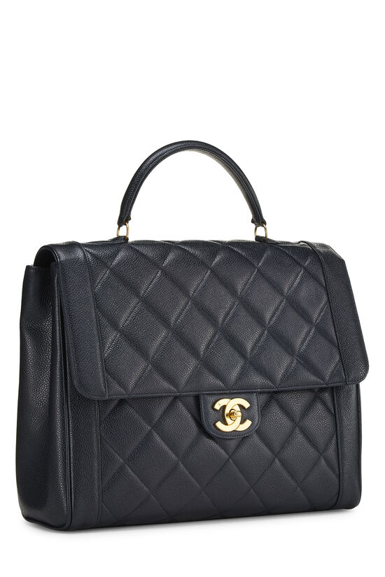 Navy Quilted Caviar Handbag, , large image number 2