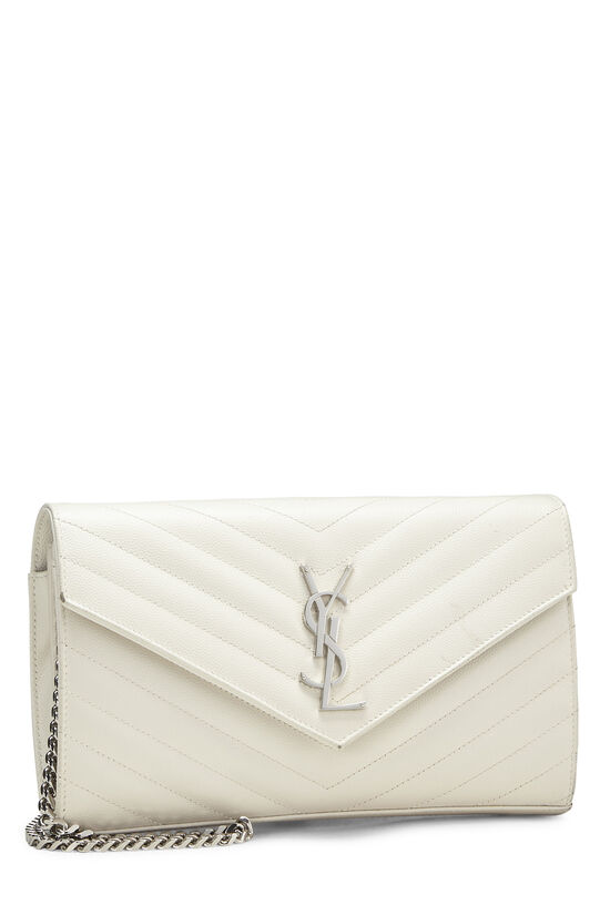 White Chevron Grainy Leather Monogram Wallet On Chain (WOC), , large image number 3