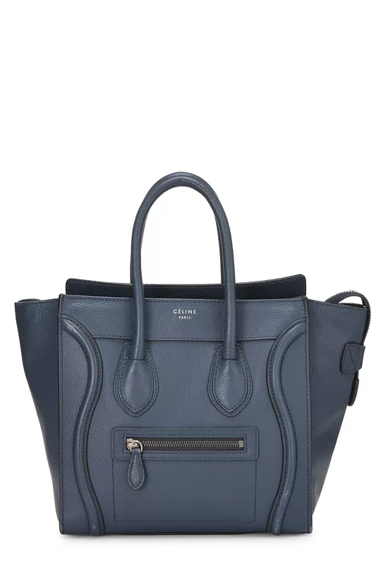 Blue Drummed Calfskin Luggage Micro, , large image number 0