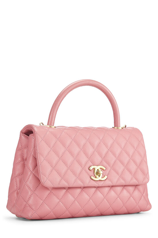 Chanel Coco Handle Flap Bag Chevron Medium Red Lambskin Gold Leather  ref.648898 - Joli Closet